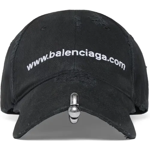 Schwarze Bestickte Sechs-Panel Kappe , Damen, Größe: S - Balenciaga - Modalova