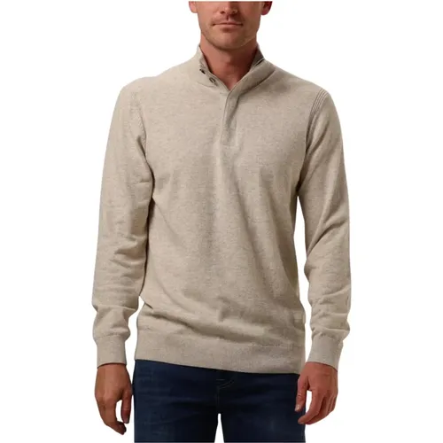 Beige Half Zip Button Pullover Sweater , Herren, Größe: XL - Profuomo - Modalova