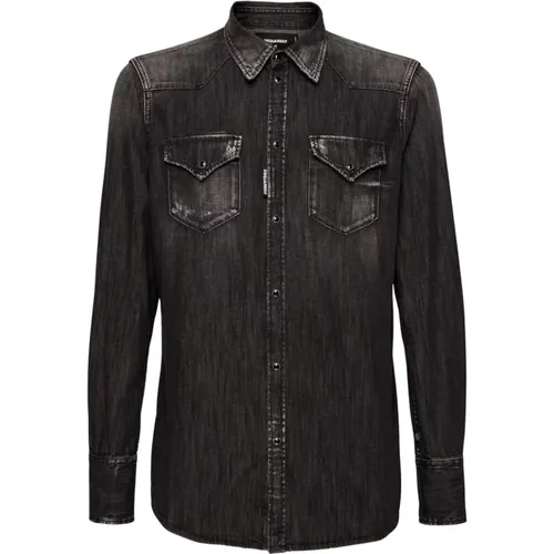 Dark Wash Denim Shirt , male, Sizes: M, 2XL, L, S, XL - Dsquared2 - Modalova