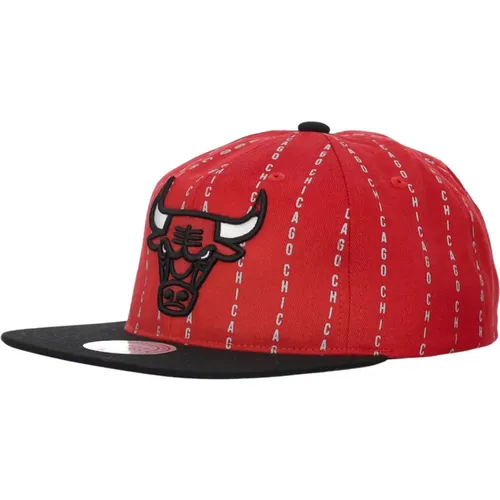 Chicago Bulls Pinstripe Snapback Cap , male, Sizes: ONE SIZE - Mitchell & Ness - Modalova