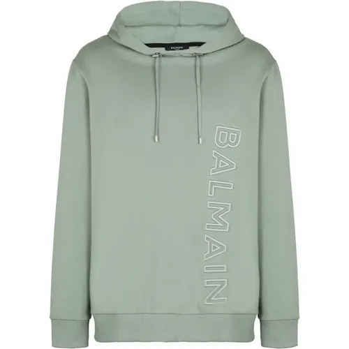 Embossed logo hoodie , male, Sizes: M, L - Balmain - Modalova