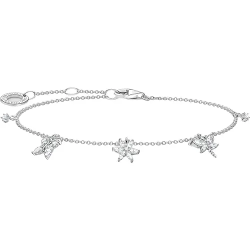 Butterfly White Stone Silver Bracelet , female, Sizes: ONE SIZE - Thomas Sabo - Modalova