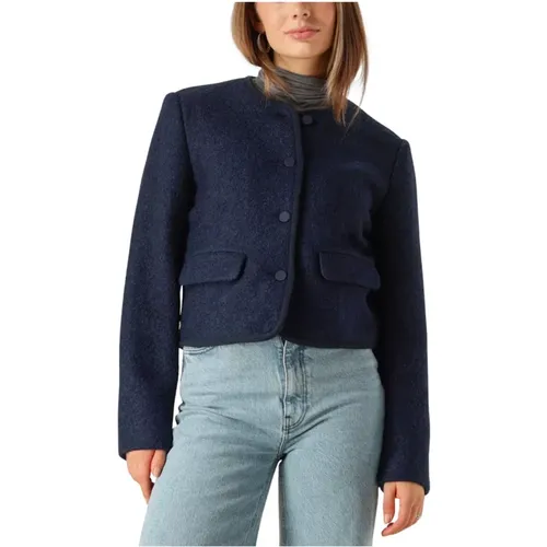 Elegante Dunkelblaue Wolljacke , Damen, Größe: L - moss copenhagen - Modalova