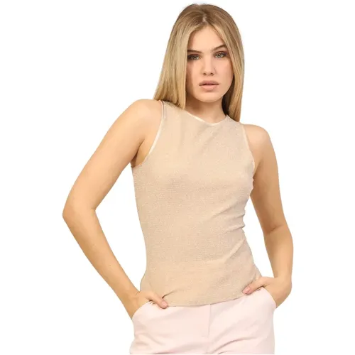 Sleeveless Lurex Top with American Neckline , female, Sizes: XL - Fracomina - Modalova
