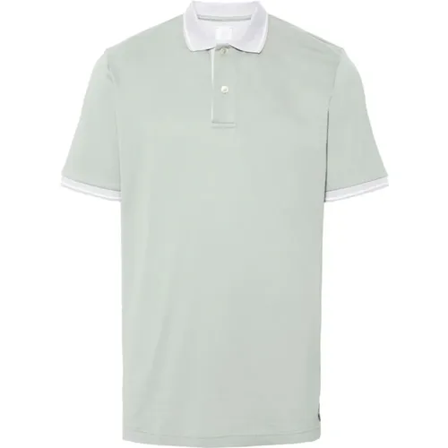 Grünes Streifen-Detail Baumwoll-Polohemd , Herren, Größe: 3XL - Eleventy - Modalova
