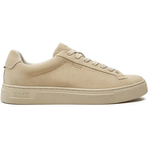 White Leather Sneakers Rhys Tenn , male, Sizes: 7 UK - Hugo Boss - Modalova