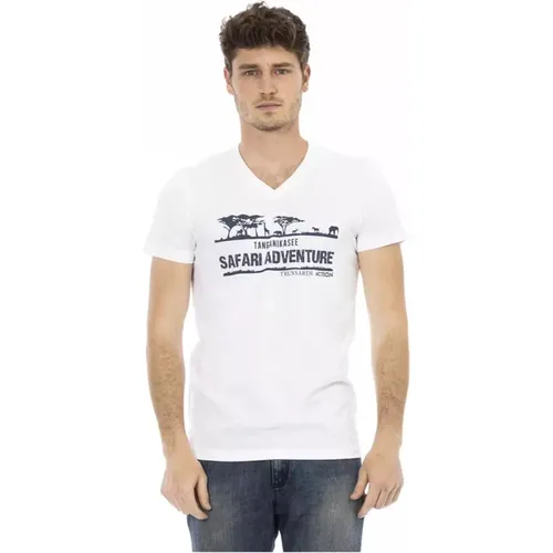 Mens Printed V-Neck T-Shirt , male, Sizes: L - Trussardi - Modalova