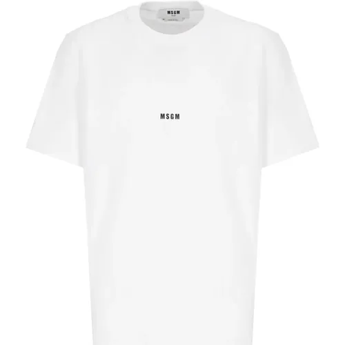 Weiße Baumwoll-T-Shirt mit Logo , Herren, Größe: L - Msgm - Modalova