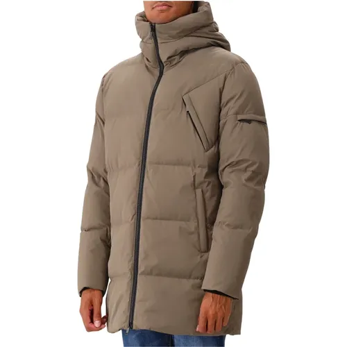 Braune Daunenjacke mit Kapuze , Herren, Größe: L - Genti - Modalova