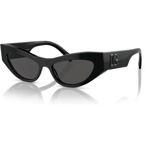 Schwarze/Dunkelgraue Sonnenbrille , Damen, Größe: 52 MM - Dolce & Gabbana - Modalova
