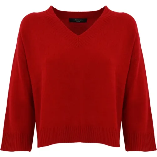 Roter Cashmere Pullover 3/4 Ärmel , Damen, Größe: S - Max Mara Weekend - Modalova