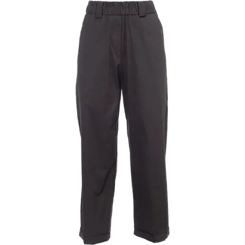 Cotton Pants with Elastic Waist and Pockets , female, Sizes: 2XS, XS - Le Tricot Perugia - Modalova