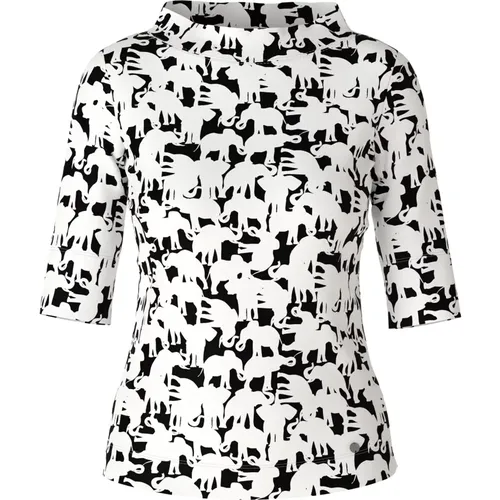 Fitted Elephant Print T-Shirt , female, Sizes: L, M - Marc Cain - Modalova