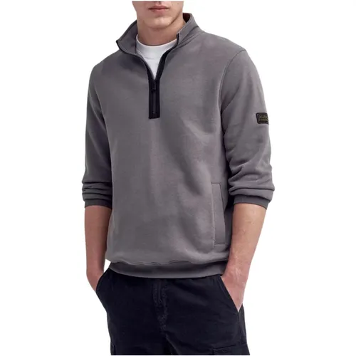 Outline Funnel Neck Sweatshirt Plum Grey , Herren, Größe: M - Barbour - Modalova