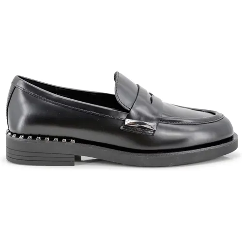 Schwarze Leder Slip-On Flache Schuhe - Ash - Modalova