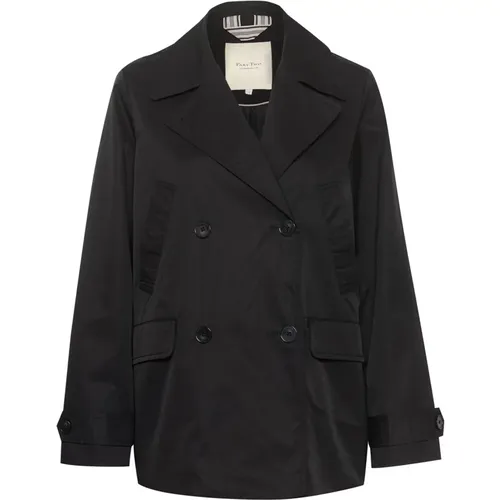Schwarze Jacke mit langen Ärmeln und Knopfverschluss , Damen, Größe: L - Part Two - Modalova