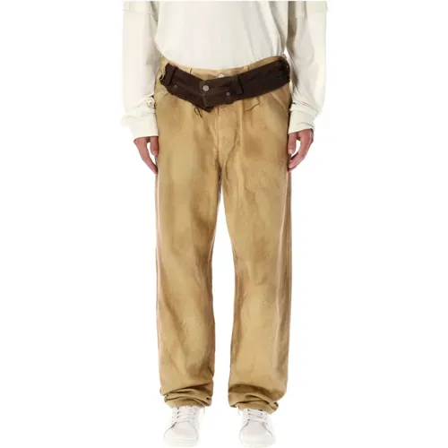 Brown Wide-Leg Trousers Distressed Cotton , male, Sizes: M - Magliano - Modalova