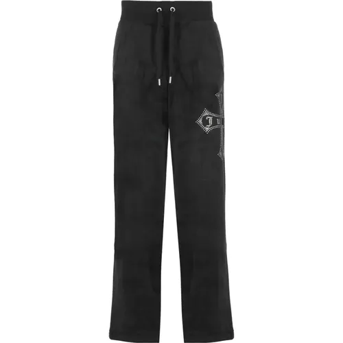 Schwarze elastische Hose mit Kordelzug , Damen, Größe: M - Juicy Couture - Modalova