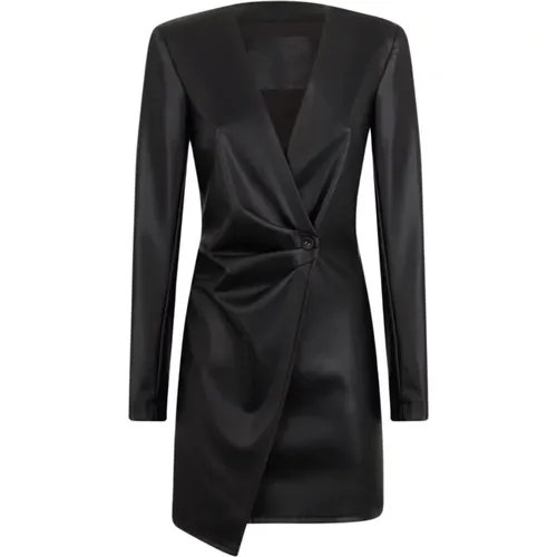 Eco-leather Dress, Asymmetric Button Closure , female, Sizes: XS - PATRIZIA PEPE - Modalova