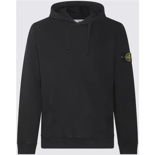 Schwarzer Baumwoll-Kapuzenpullover , Herren, Größe: M - Stone Island - Modalova