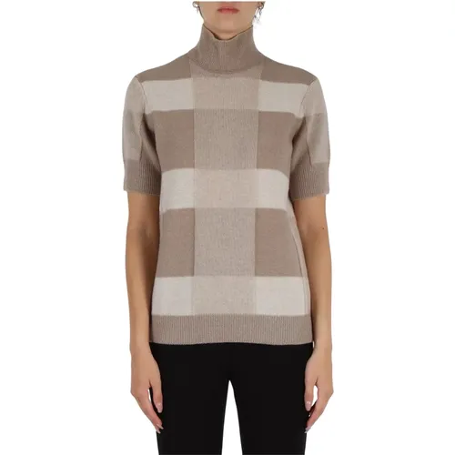 Plaid Wool Cashmere Turtleneck Sweater , female, Sizes: S, XS, L, M - Emporio Armani - Modalova