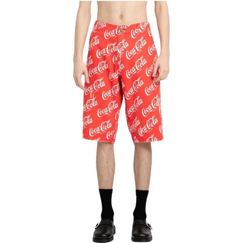 Printed Canvas Shorts with Coca Cola Print , male, Sizes: S, M, L - ERL - Modalova