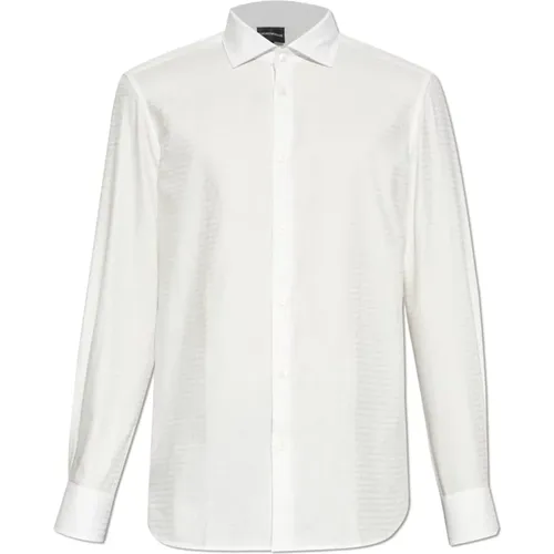 Cotton shirt with monogram , male, Sizes: 3XL, XL, S, M, 2XL, L - Emporio Armani - Modalova