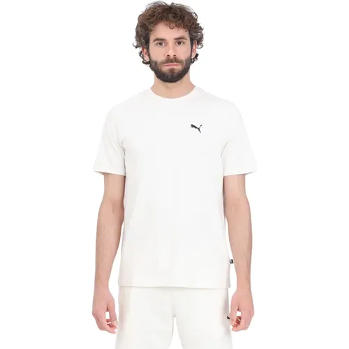 Creme Besticktes Logo T-Shirt Puma - Puma - Modalova