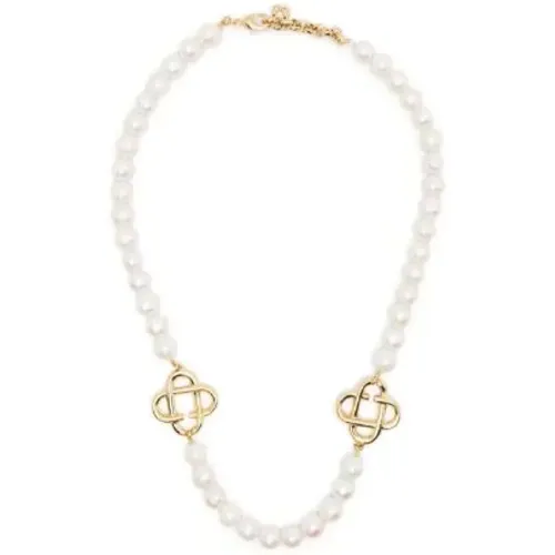 Perlen Detail Logo Halskette , Herren, Größe: ONE Size - Casablanca - Modalova