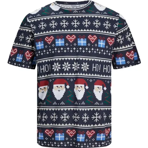 Weihnachts T-Shirt mit Allover-Print - jack & jones - Modalova