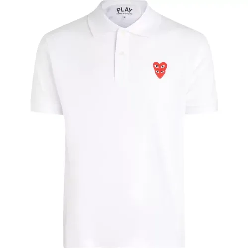 Cotton Polo with Overlapping Hearts , male, Sizes: L, S, 2XL, XL - Comme des Garçons Play - Modalova