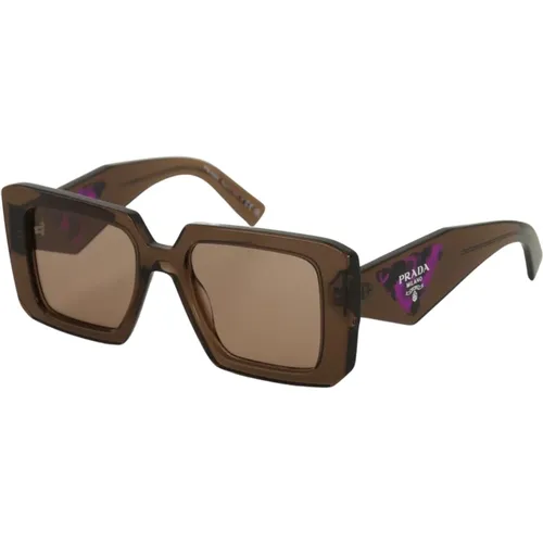Braune Transparente Oversize Sonnenbrille , unisex, Größe: ONE Size - Prada - Modalova