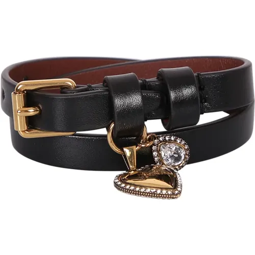 Heart Charm Leather Wrap Bracelet , female, Sizes: ONE SIZE - alexander mcqueen - Modalova
