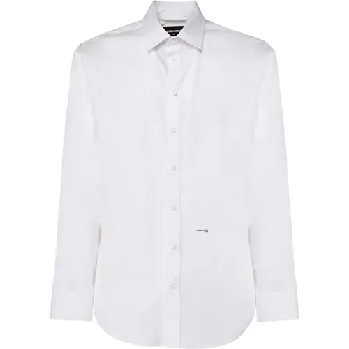 Cotton Italian Collar Shirt , male, Sizes: L, M, XL, S, 2XL - Dsquared2 - Modalova