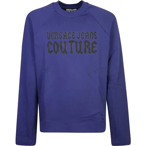 Blaues Sweatshirt Aw24 Luxusstil , Herren, Größe: M - Versace Jeans Couture - Modalova