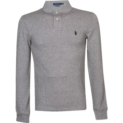 Grauer Heather-Strickpullover , Herren, Größe: M - Ralph Lauren - Modalova