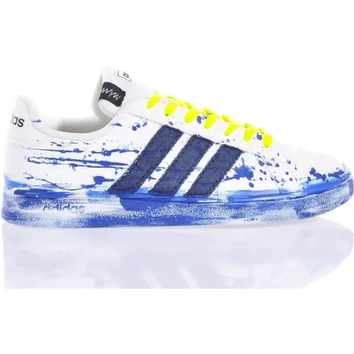 Handmade White Blue Sneakers , male, Sizes: 2 UK, 8 2/3 UK, 12 2/3 UK, 7 1/3 UK, 5 1/3 UK, 10 2/3 UK, 6 2/3 UK, 10 UK, 1 UK, 13 1/3 UK, 3 1/3 UK, 12 U - Adidas - Modalova