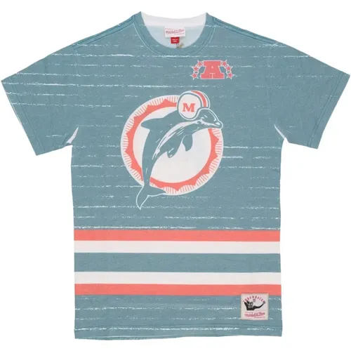 Miami Dolphins Football Tee , Herren, Größe: L - Mitchell & Ness - Modalova