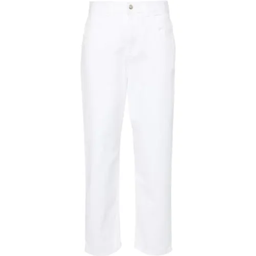 Weiße High-Rise Cropped Jeans , Damen, Größe: XS - Moncler - Modalova