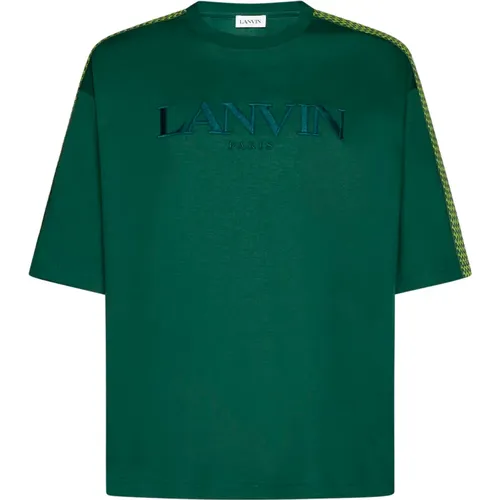 Grünes Jersey Polo mit Rundhalsausschnitt , Herren, Größe: L - Lanvin - Modalova