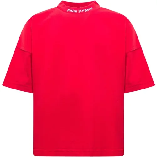 Rotes Kinder T-Shirt mit Markenlogo - Palm Angels - Modalova