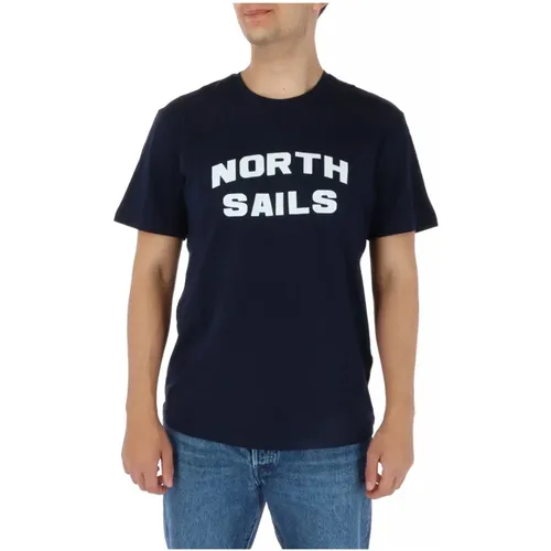 Blaues Kurzarm T-Shirt , Herren, Größe: L - North Sails - Modalova