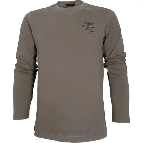 Grünes Basic Crewneck T-Shirt , Herren, Größe: 2XL - aeronautica militare - Modalova