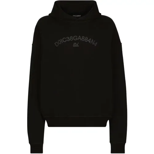 Klassischer Schwarzer Baumwollkapuzenpullover , Herren, Größe: L - Dolce & Gabbana - Modalova