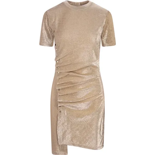 Goldenes Lurex Kurzes Kleid Drapiert , Damen, Größe: 2XS - Paco Rabanne - Modalova