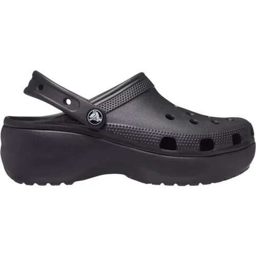 Schwarzer Plateau-Clog , Damen, Größe: 34 EU - Crocs - Modalova