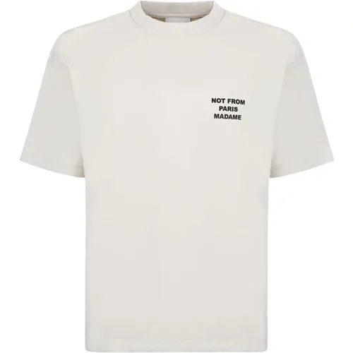 Slogan T-Shirt Weiß , Herren, Größe: S - Drole de Monsieur - Modalova