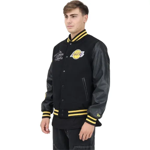 LA Lakers Bomberjacke Schwarz , Herren, Größe: L - new era - Modalova