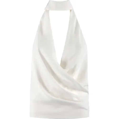 Weißes Amerikanisches Hals Shirt mit Federdetail , Damen, Größe: S - Nenette - Modalova