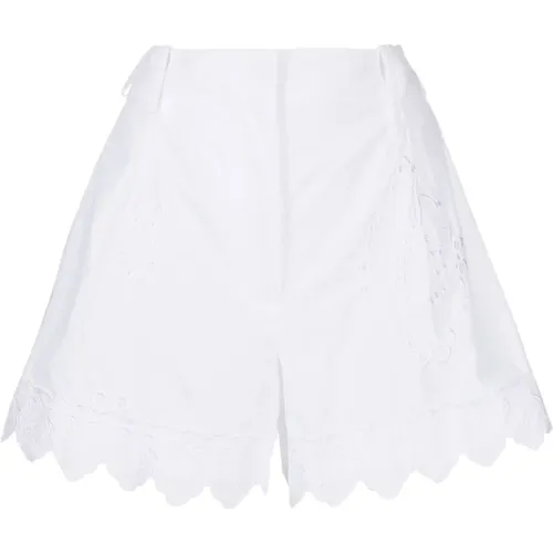 Embroidered Cotton Shorts with Scalloped Hem , female, Sizes: S - Simone Rocha - Modalova